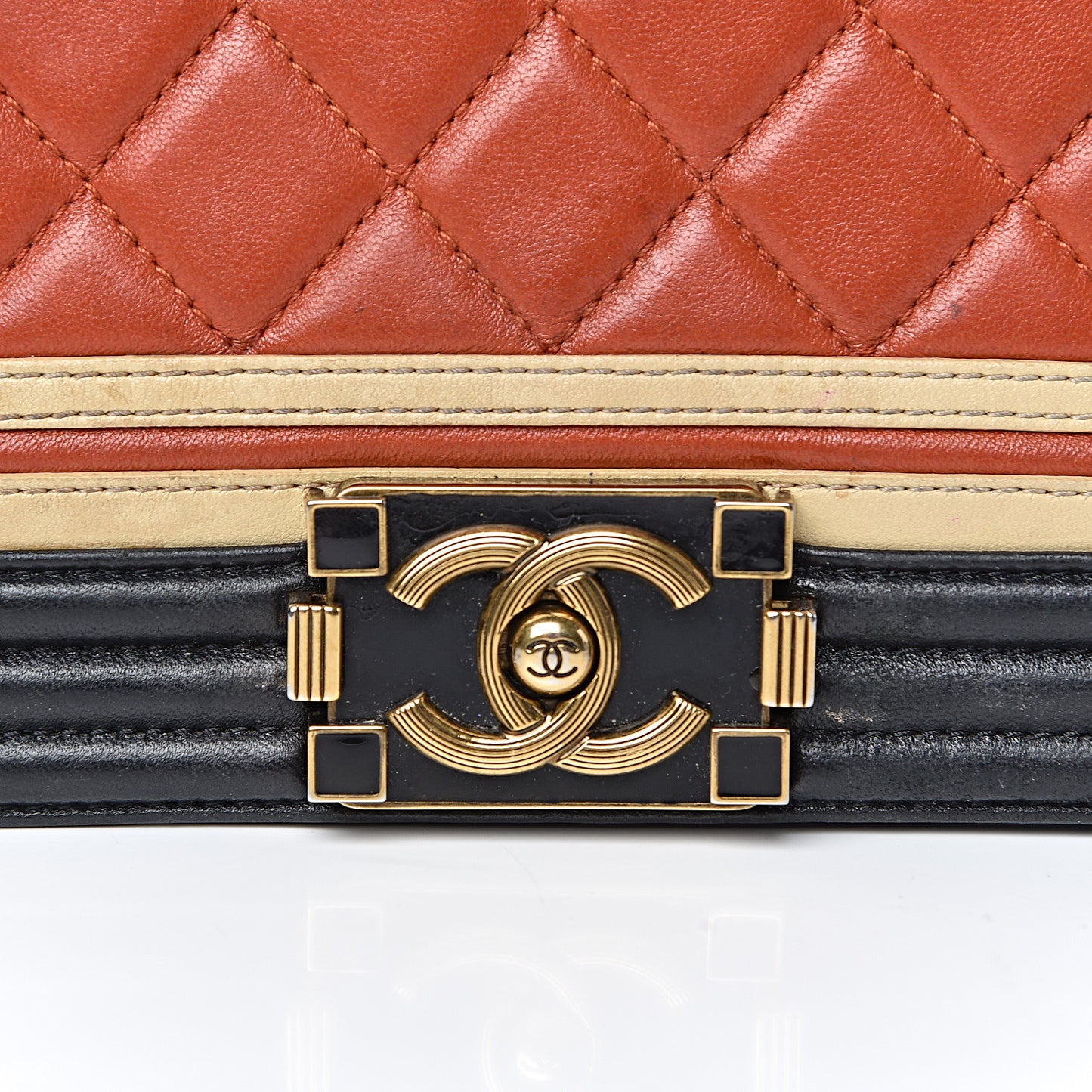 Lambskin Quilted Medium Crest Embellished Boy Flap Multicolor