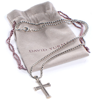 David Yurman Sterling Silver Chevron Cross Necklace 5 of 5