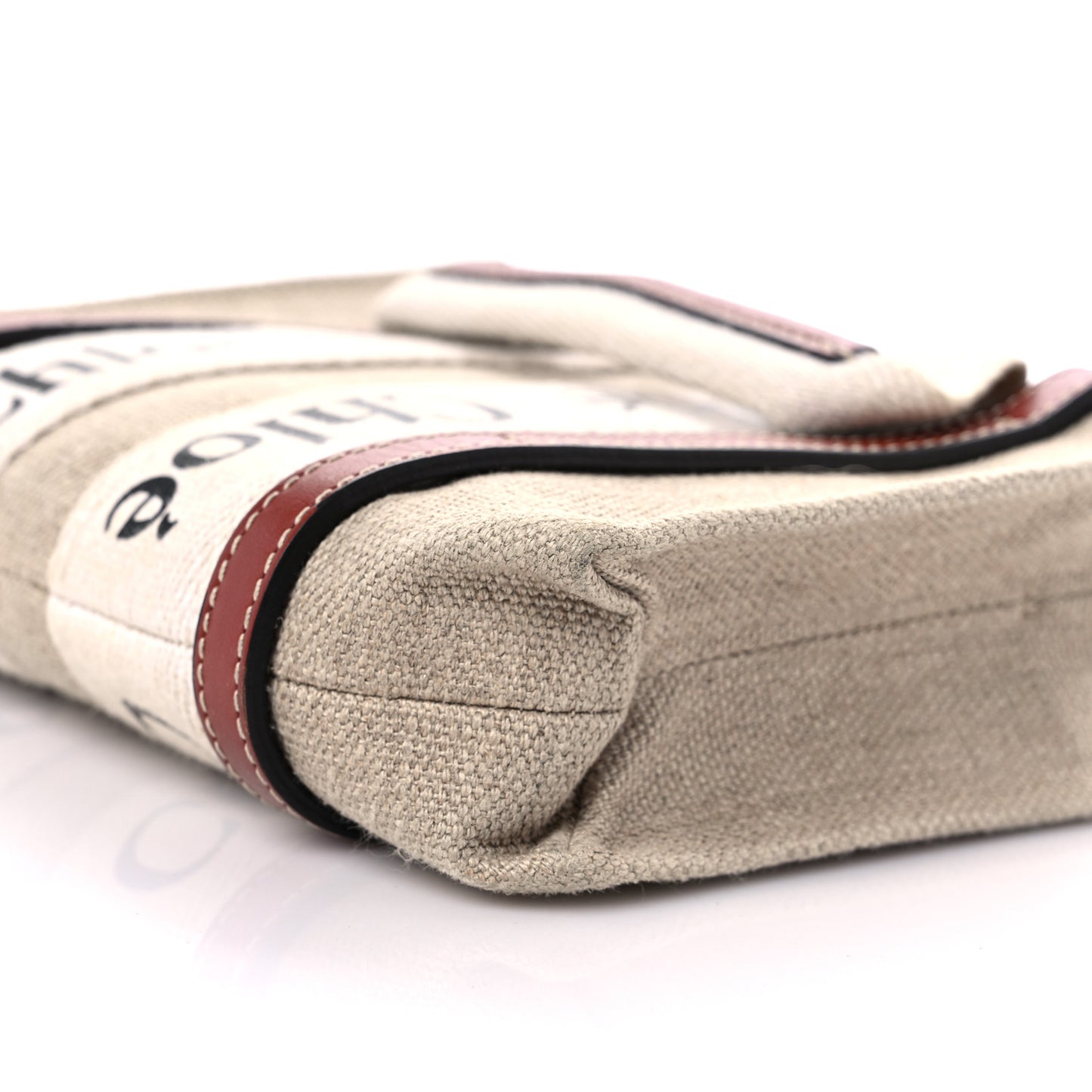 Cotton Calfskin Mini Woody Ribbon Tote White Brown