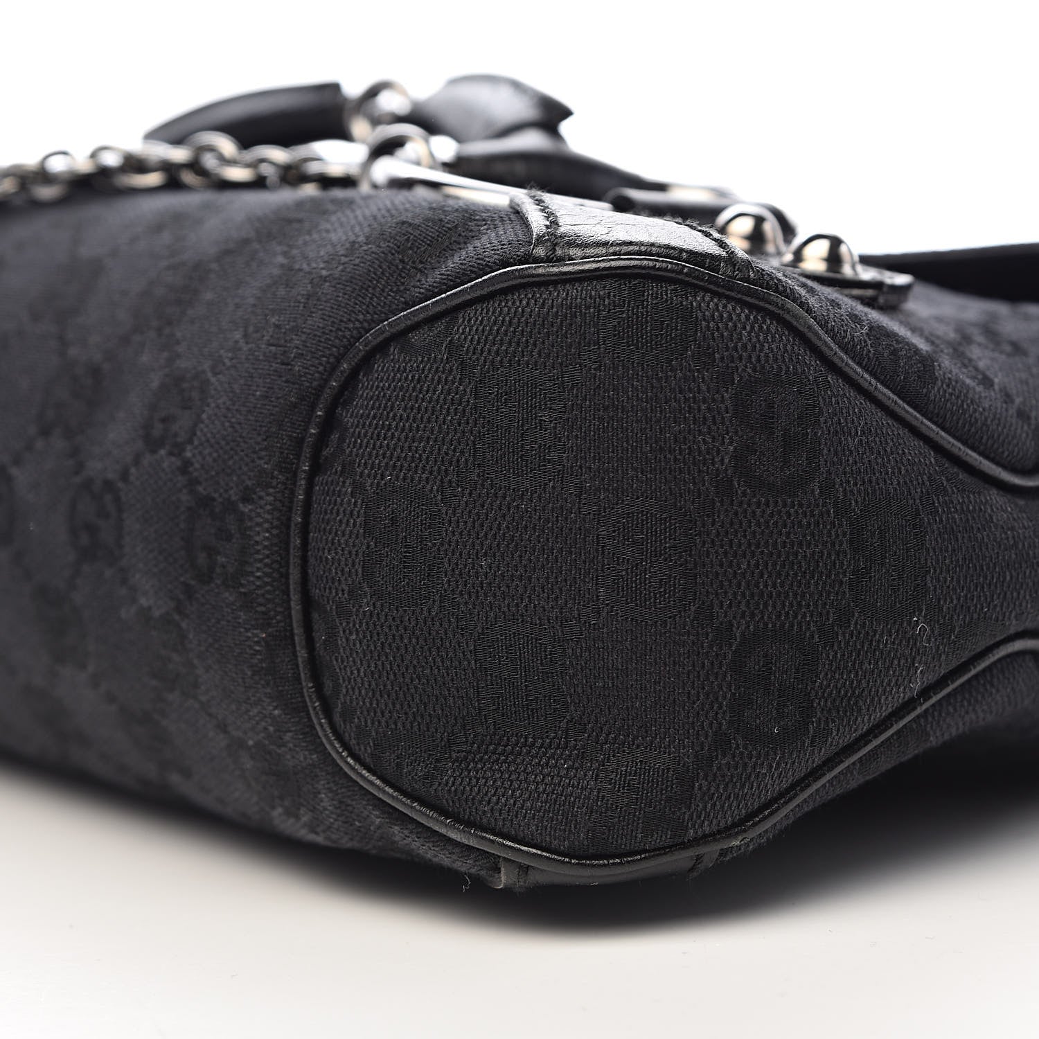 Gucci Monogram Horsebit Chain Flap Shoulder Bag Black 10 of 11