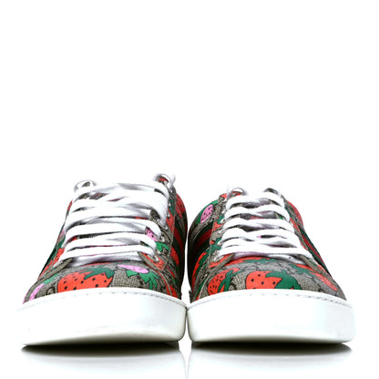 Gucci GG Supreme Monogram Strawberry Web Womens Ace Sneakers 40 Beige Multicolor Red Green 2 of 6