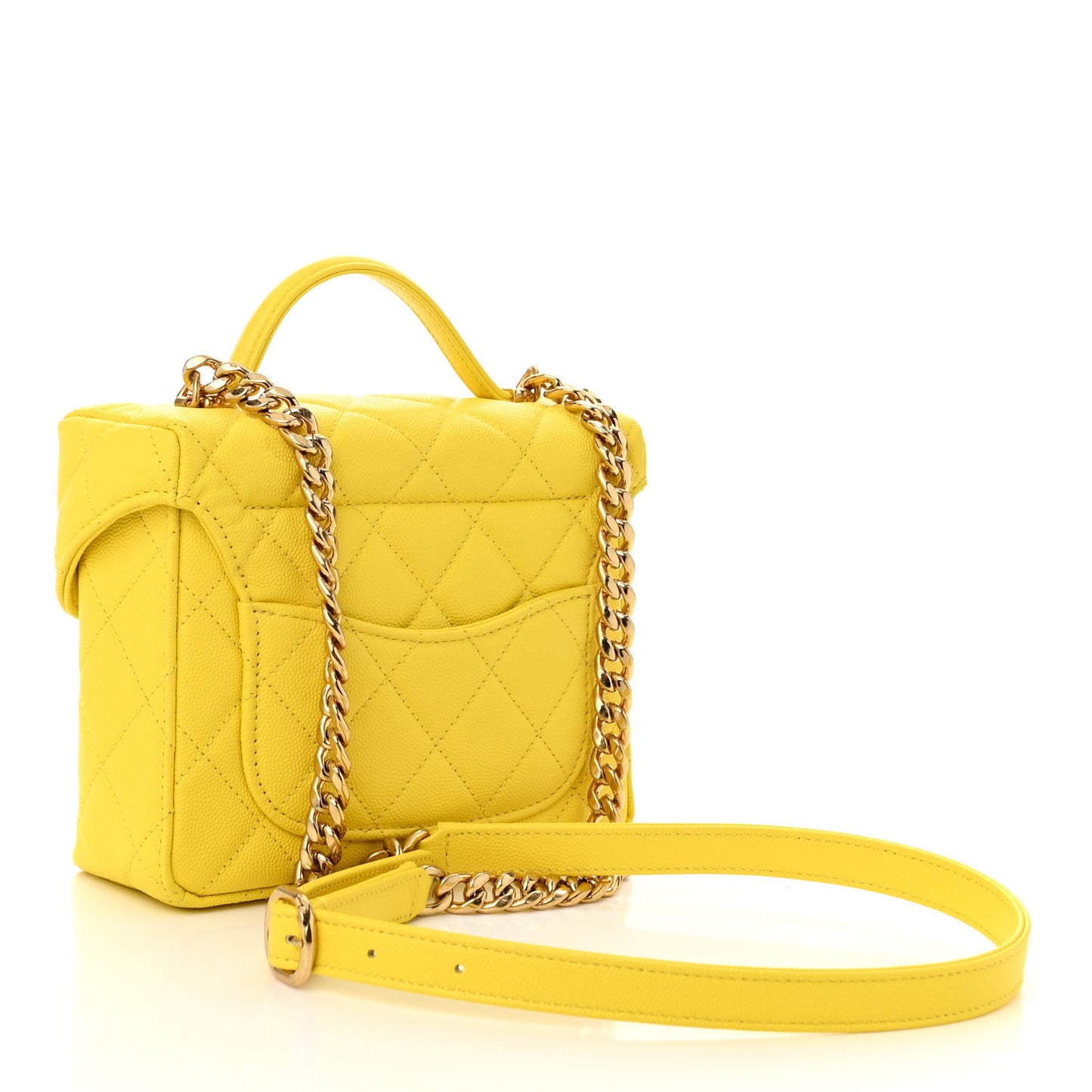 Caviar Quilted Handy Box Vanity Case Yellow
