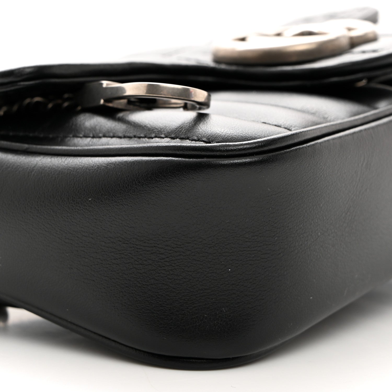 Gucci Calfskin Matelasse Aria Super Mini GG Marmont Shoulder Bag Black 9 of 10