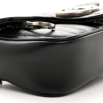 Gucci Calfskin Matelasse Aria Super Mini GG Marmont Shoulder Bag Black 9 of 10