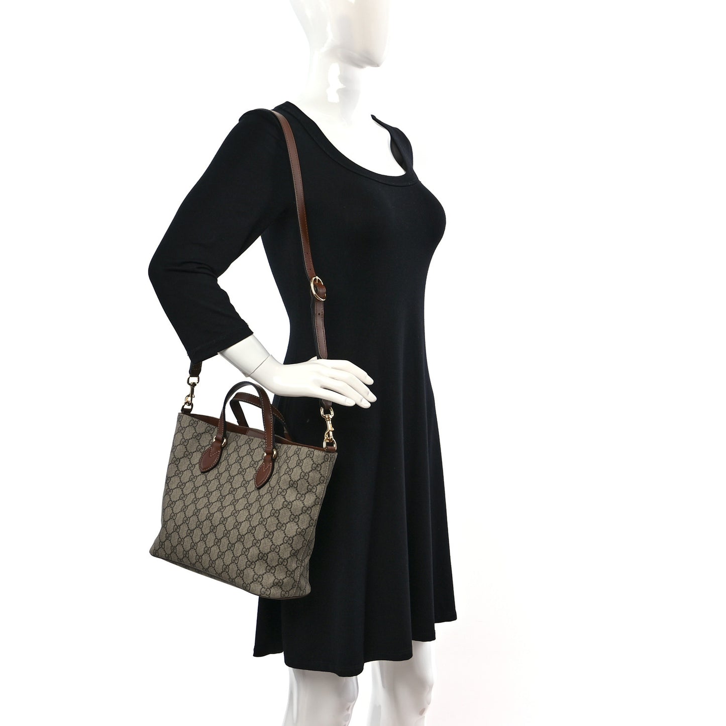 Soft GG Supreme Monogram Small Crossbody Tote Beige Cuir