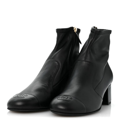 Chanel Stretch Lambskin Cap Toe CC Uniform Short Boots 38 Black 4 of 9