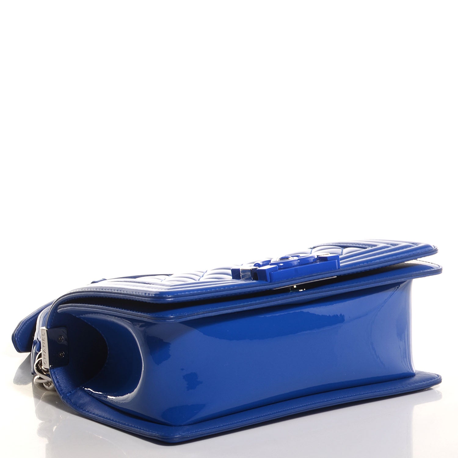Chanel Patent Leather Small Boy Flap Plexiglass Blue 4 of 9
