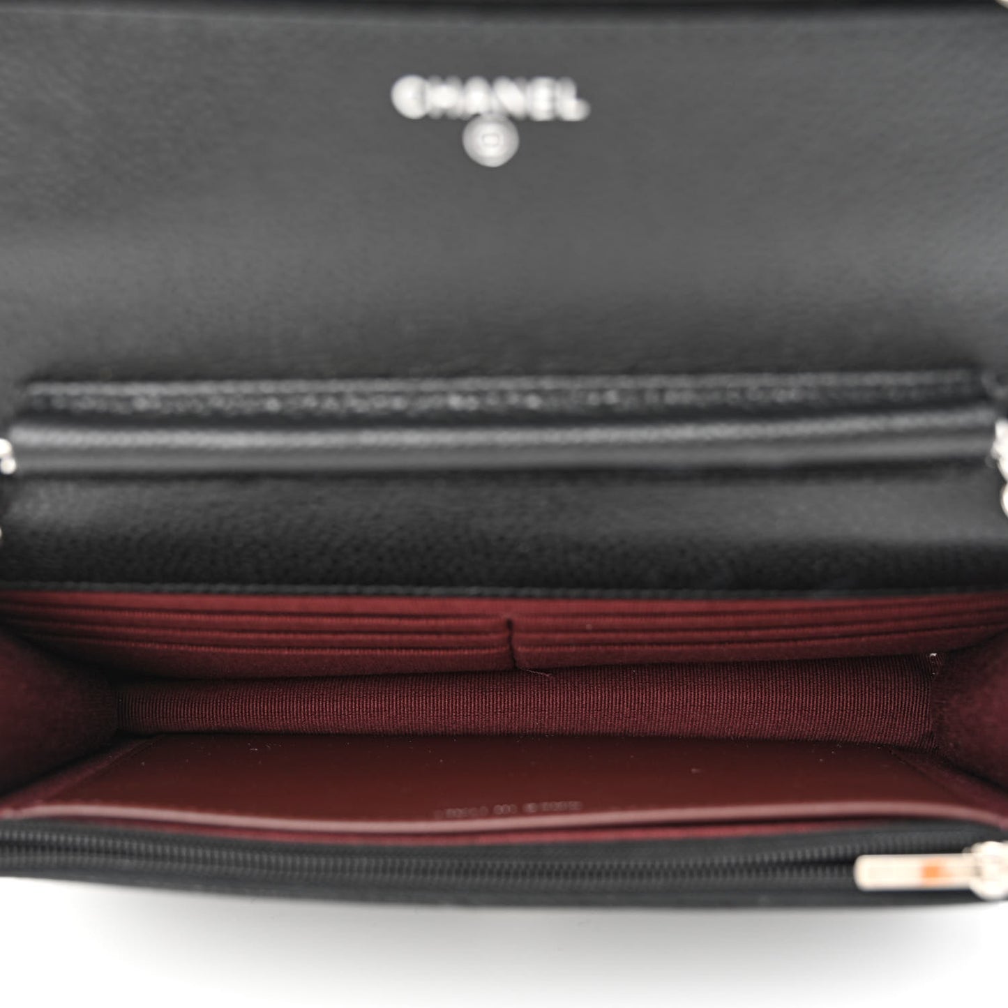 Caviar Quilted Wallet on Chain WOC Black