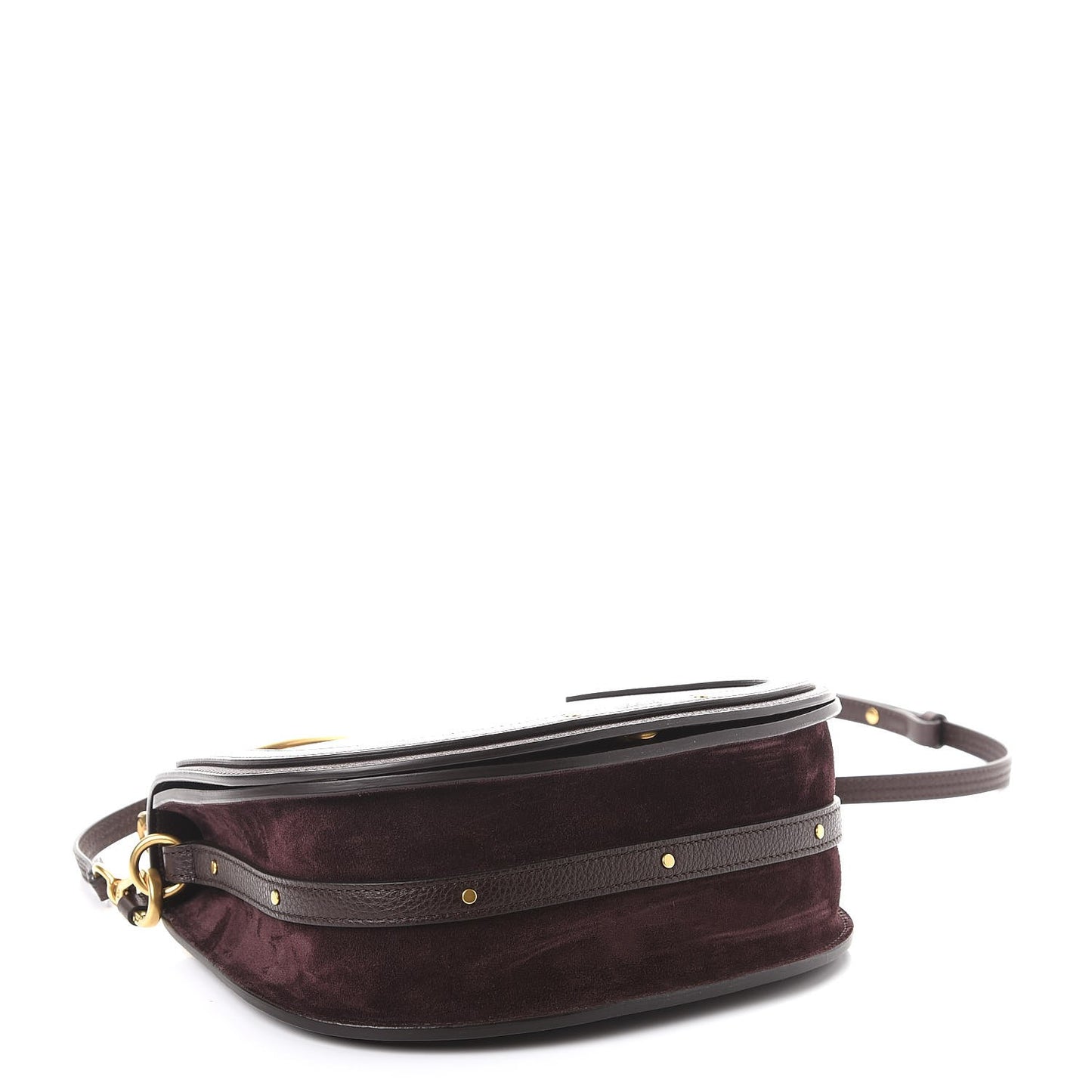 Calfskin Suede Medium Nile Bracelet Bag Carbon Brown