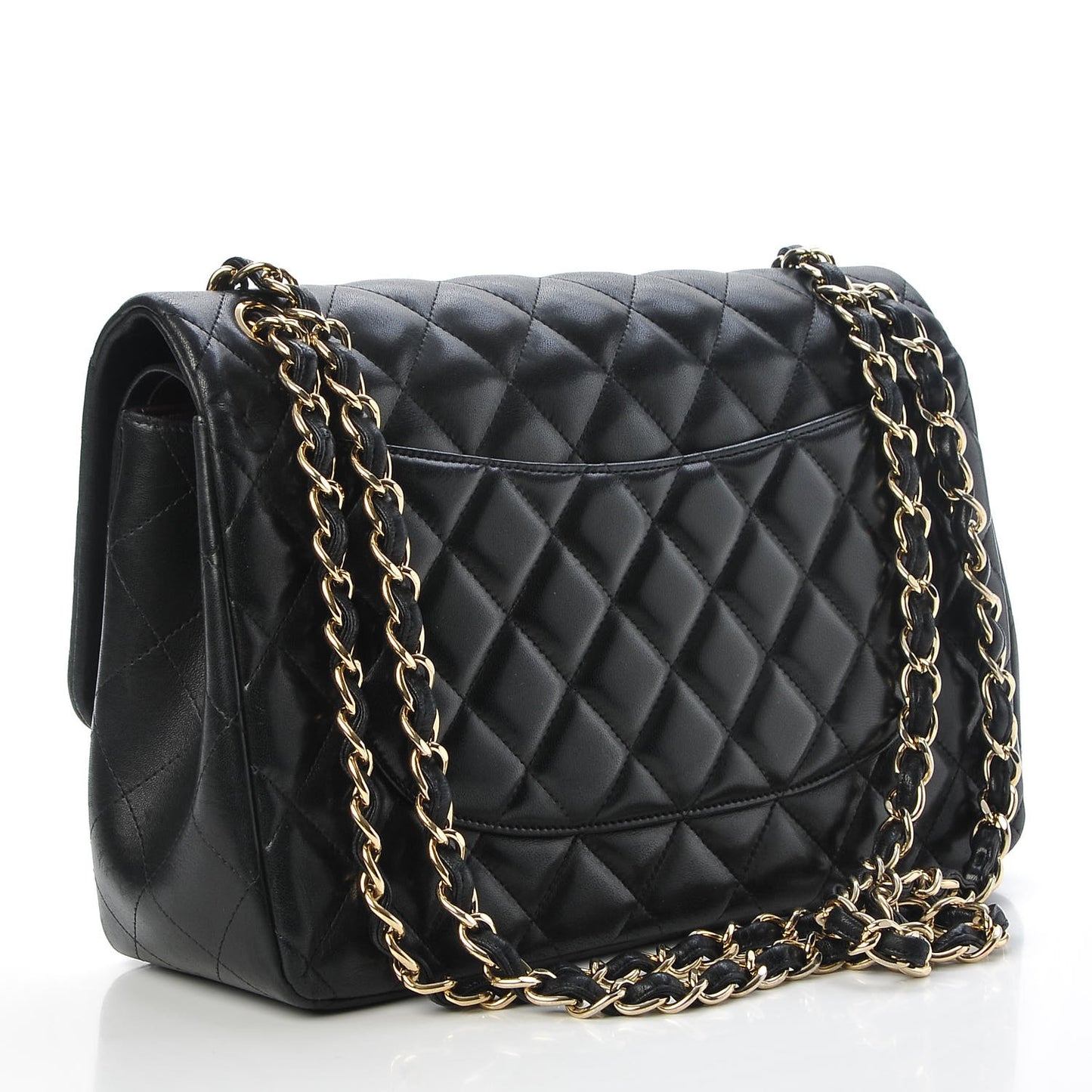 Lambskin Quilted Jumbo Double Flap Black