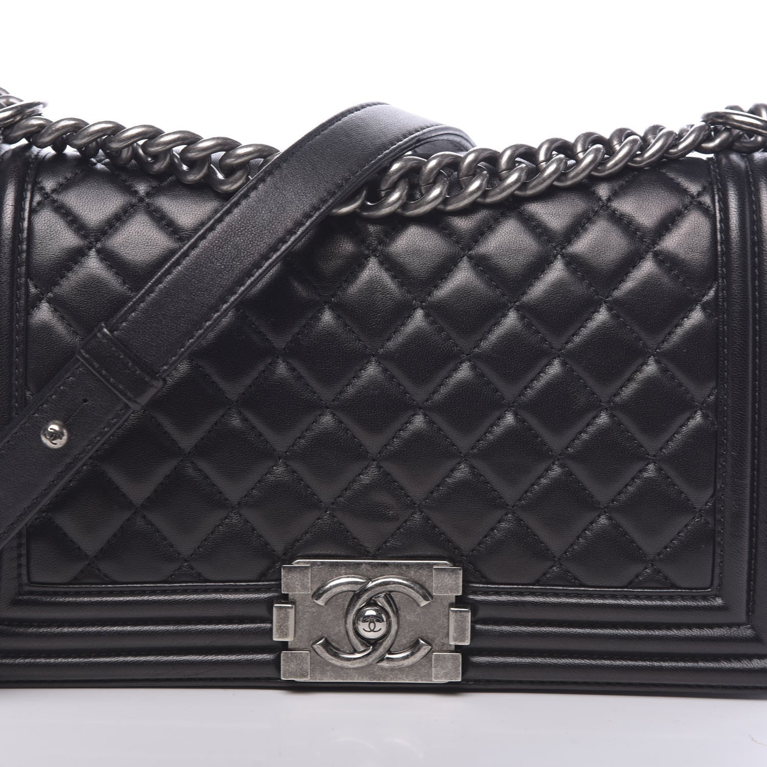Chanel Lambskin Quilted Medium Boy Flap Black 14 of 15