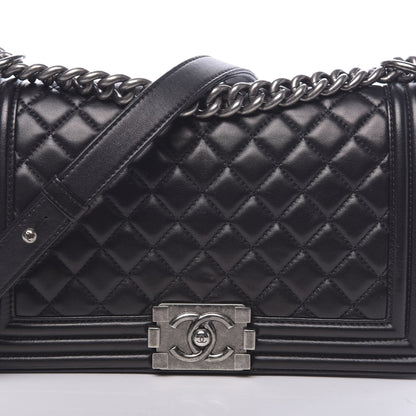 Chanel Lambskin Quilted Medium Boy Flap Black 14 of 15