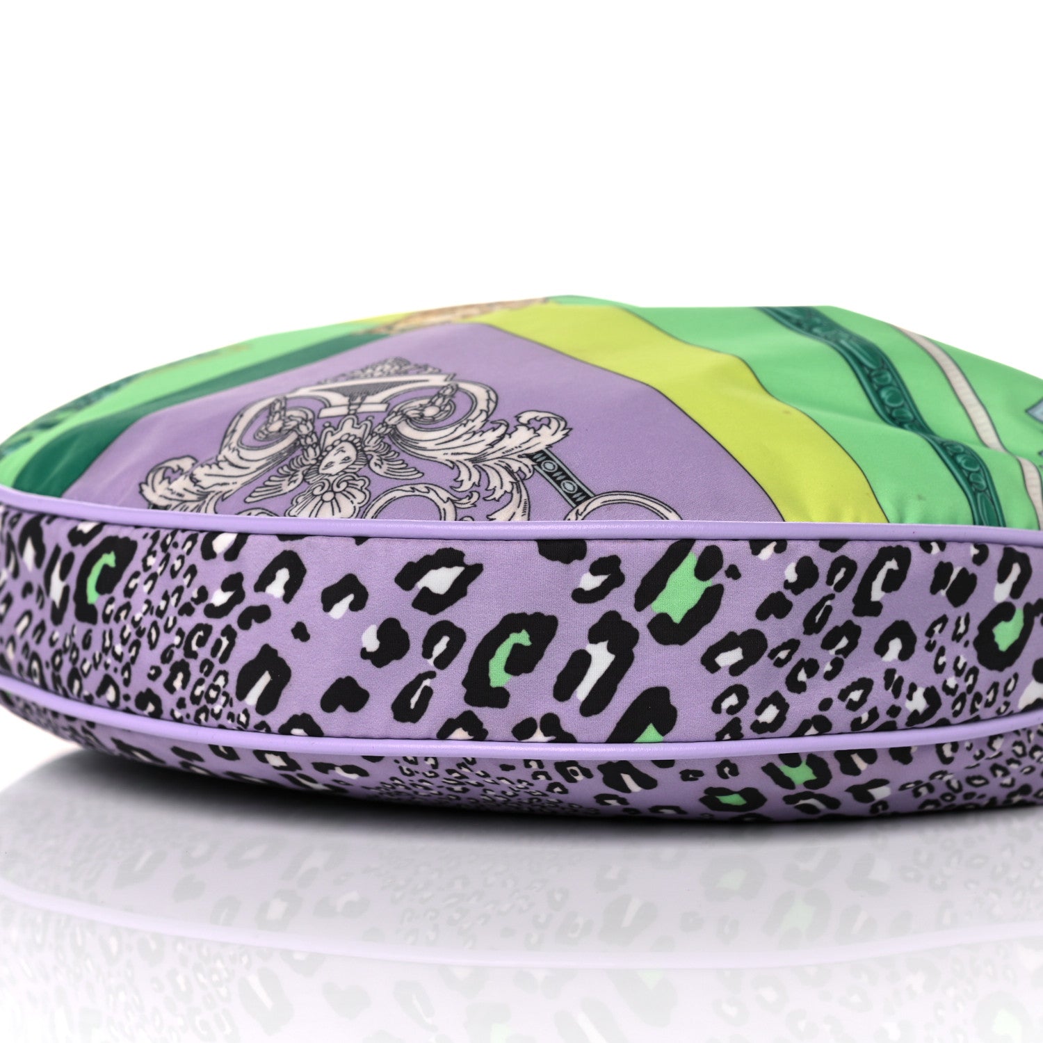 Versace Nylon Calfskin Barocco Mosaic Print Hobo Bag Jacaranda Multicolor 10 of 14