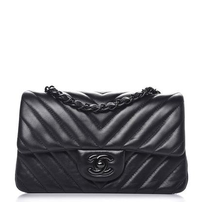 Chanel Lambskin Chevron Quilted Mini Rectangular Flap So Black 1 of 10
