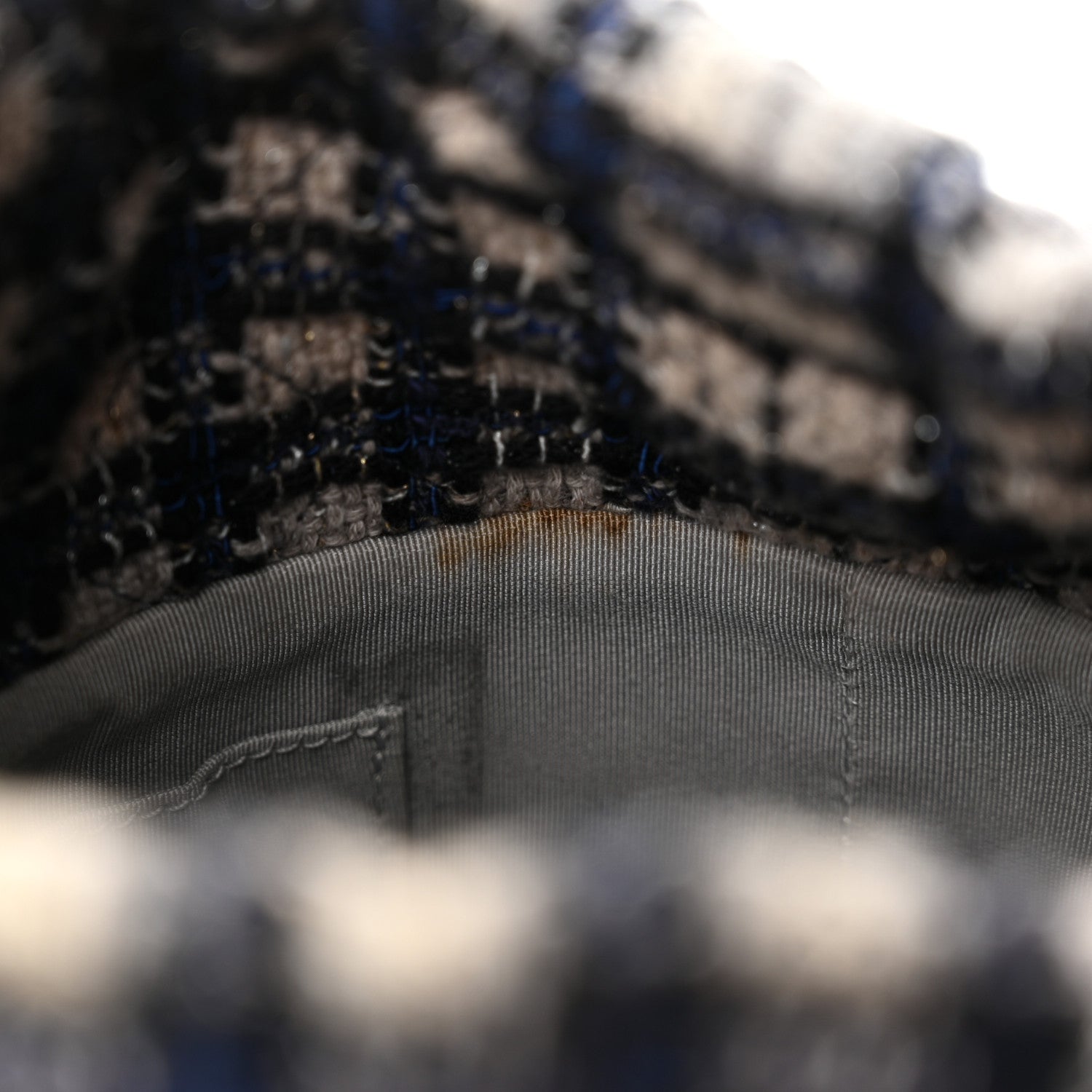 Chanel Calfskin Tweed Medium CC Chain Bucket Drawstring Bag Navy Blue Multicolor 11 of 13