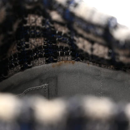 Chanel Calfskin Tweed Medium CC Chain Bucket Drawstring Bag Navy Blue Multicolor 11 of 13
