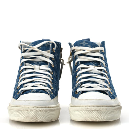 Louis Vuitton Denim Monogram Stellar Sneaker Boots 40 Bleu 3 of 15