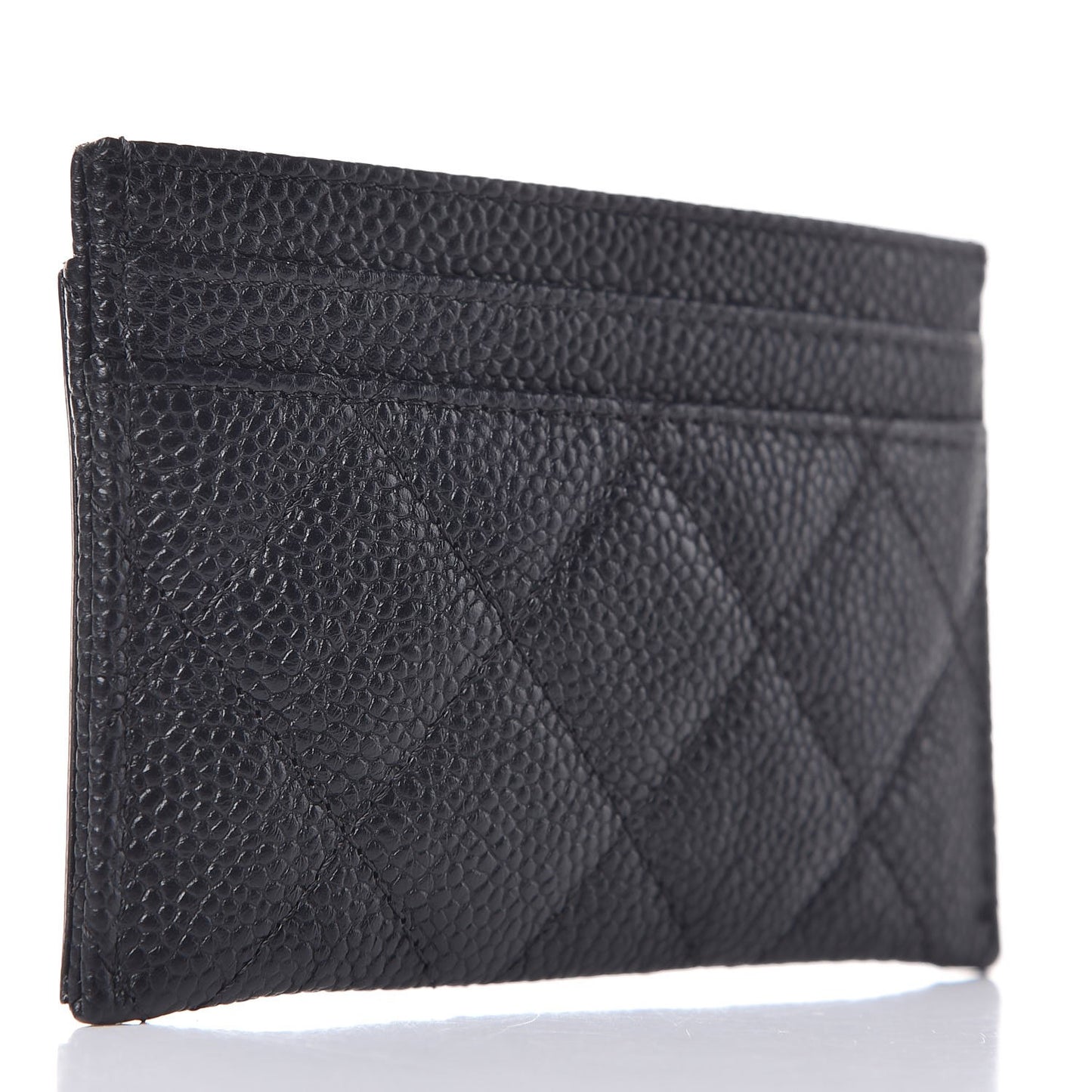 Caviar Quilted Filigree Card Holder Black