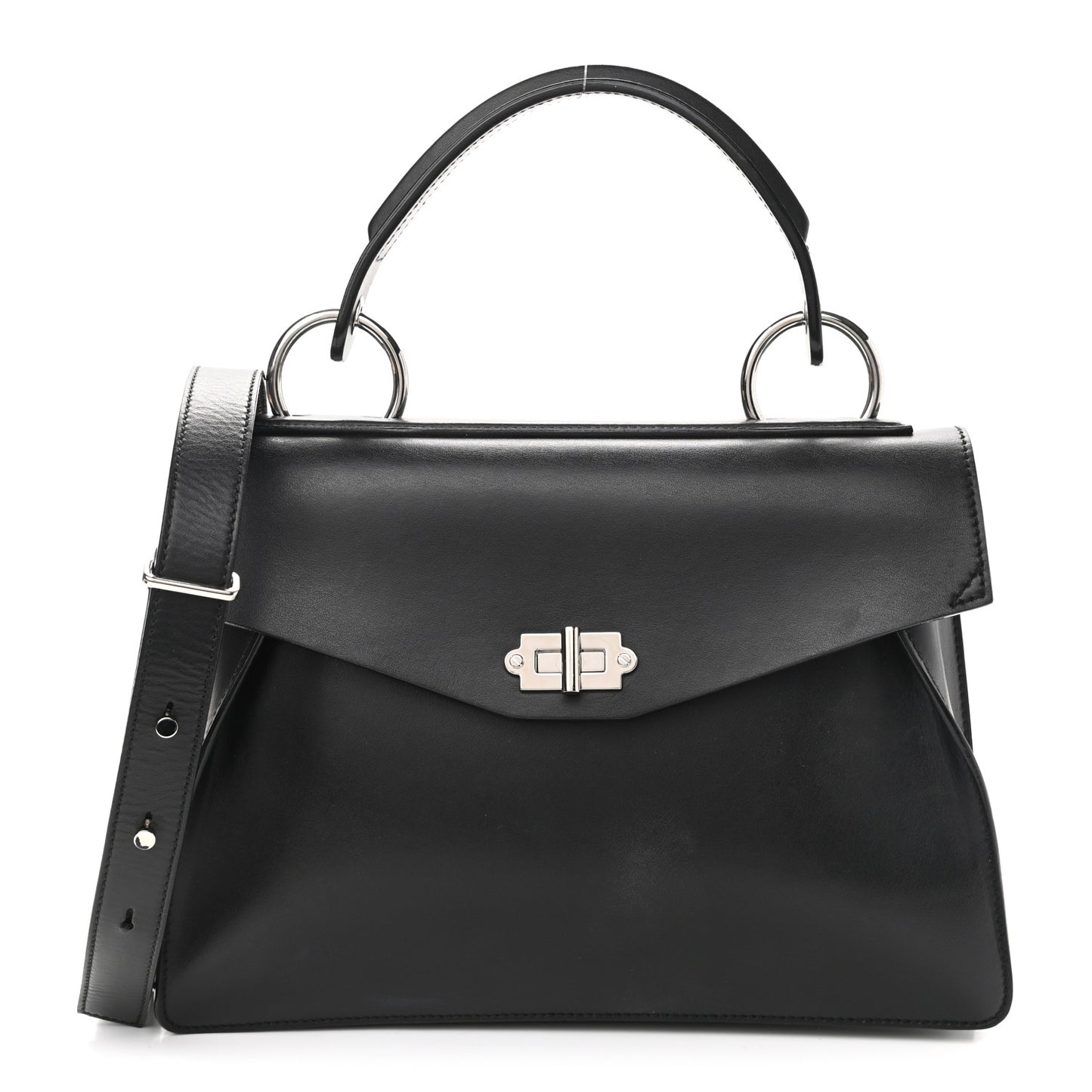 Calfskin Nubuck Medium Hava Top Handle Bag Black