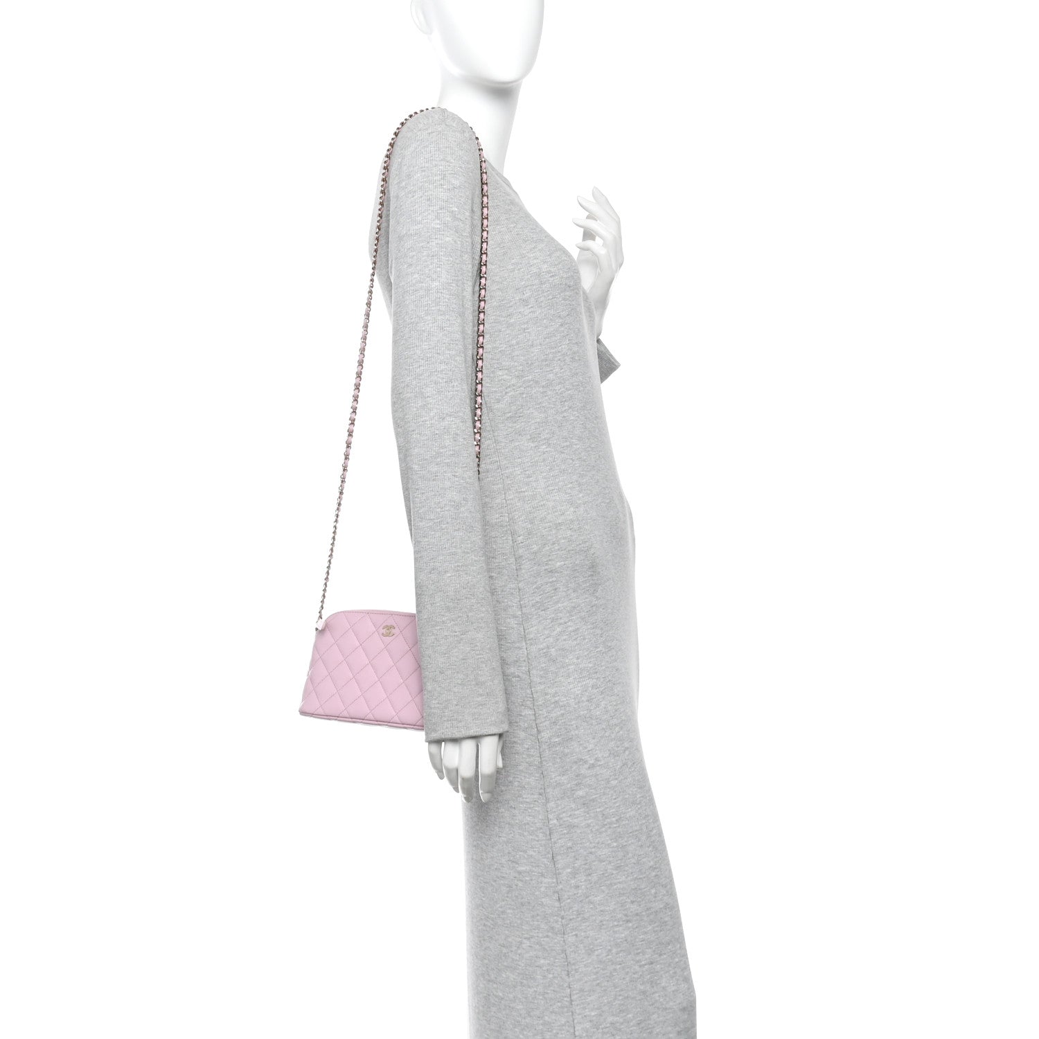 Chanel Caviar Quilted Classic Clutch With Chain Pink 2 of 11