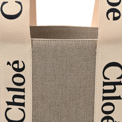 Chloe Cotton Calfskin Medium Woody Ribbon Tote White Brown 8 of 10