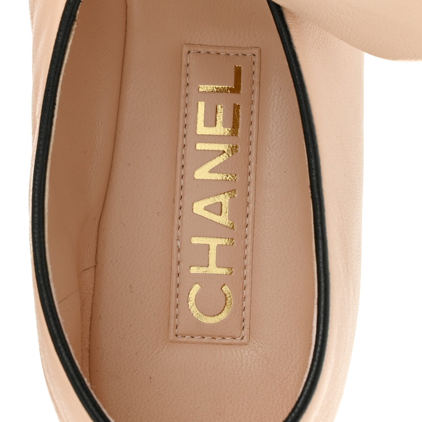 Lambskin Bow Mary Jane Flats 37 Beige Black