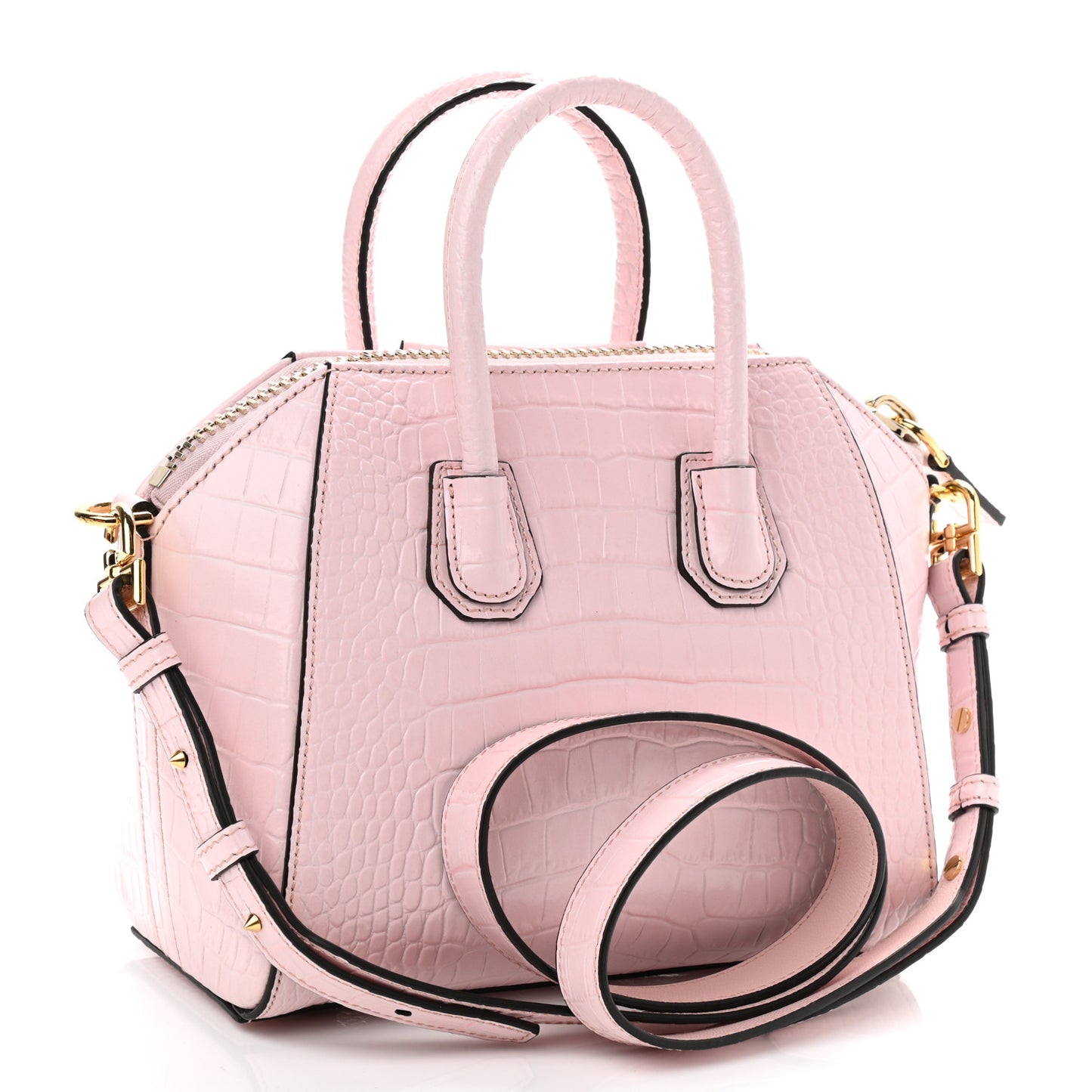 Calfskin Crocodile Embossed Mini Antigona Pink