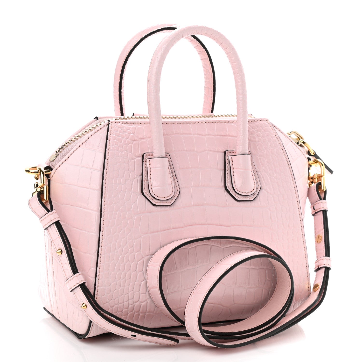 Givenchy Calfskin Crocodile Embossed Mini Antigona Pink 2 of 10