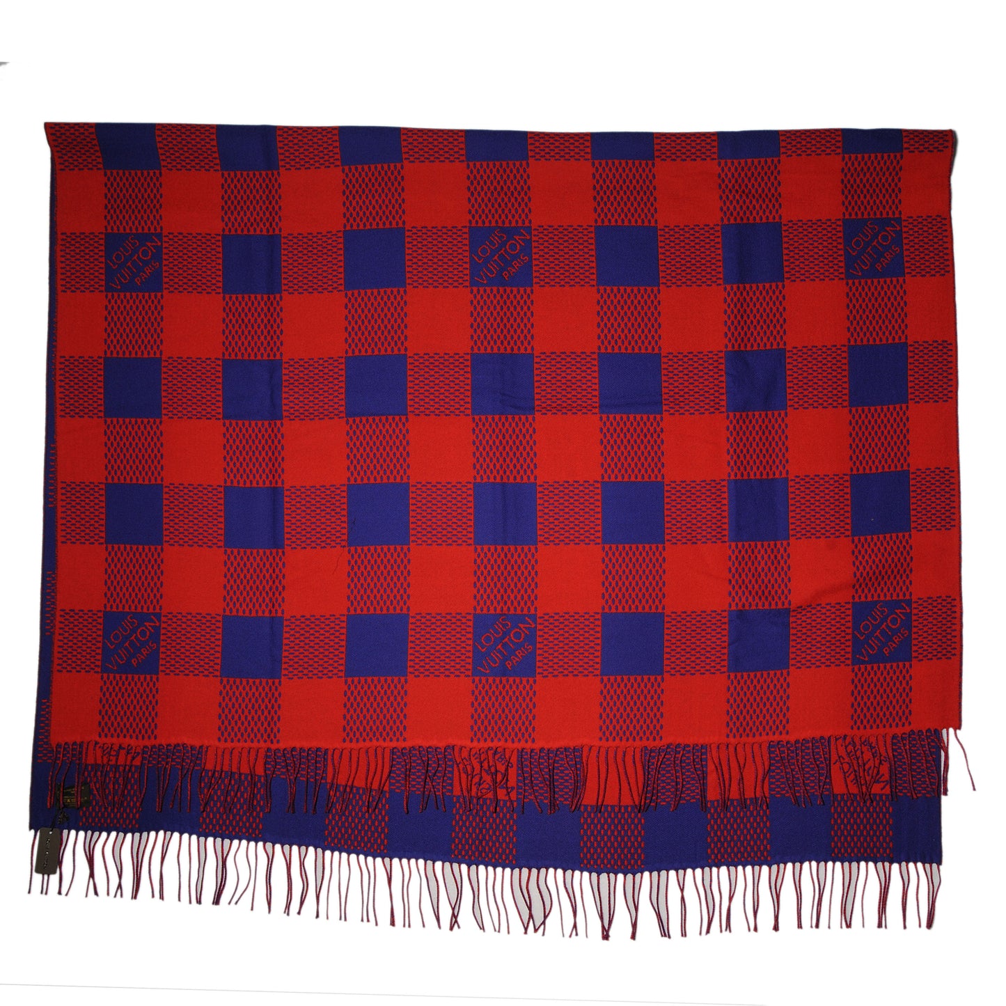 Wool Damier Masai Rug Shawl Rouge