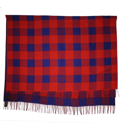 Louis Vuitton Wool Damier Masai Rug Shawl Rouge 3 of 5
