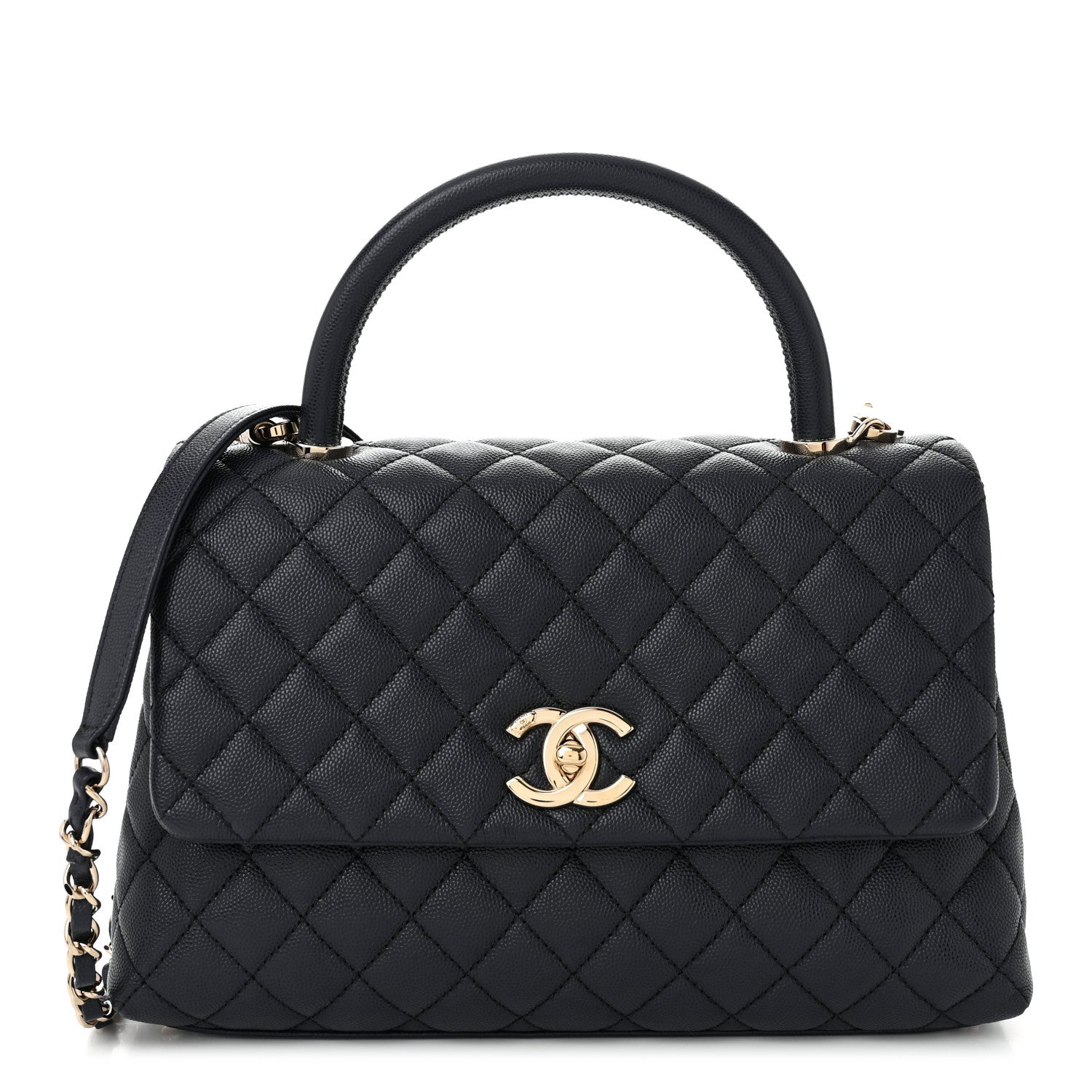 Chanel Caviar Quilted Small Coco Handle Flap Navy 1 of 10