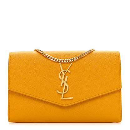 Saint Laurent Grain De Poudre Monogram Uptown Chain Wallet Chartreuse 1 of 7