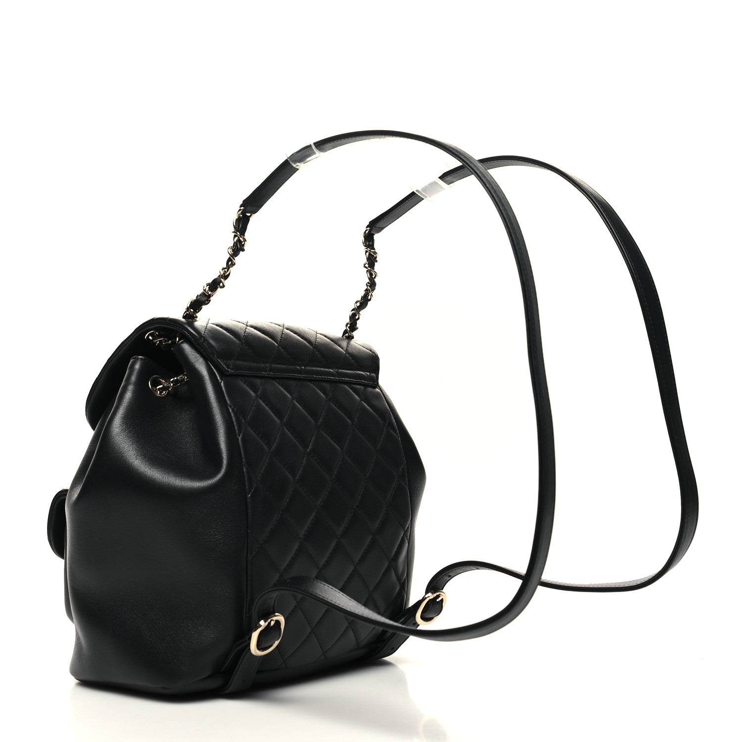 Chanel Lambskin Quilted Large Duma Drawstring Backpack Black 3 of 12