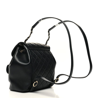 Chanel Lambskin Quilted Large Duma Drawstring Backpack Black 3 of 12