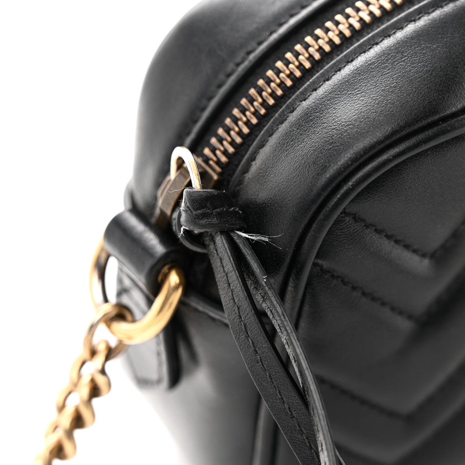 Gucci Calfskin Matelasse Mini GG Marmont Chain Shoulder Bag Black 11 of 14