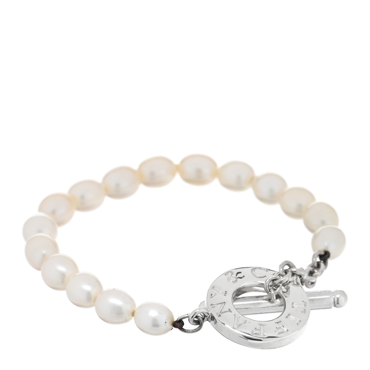 Tiffany Sterling Silver Pearl Toggle Bracelet 1 of 3