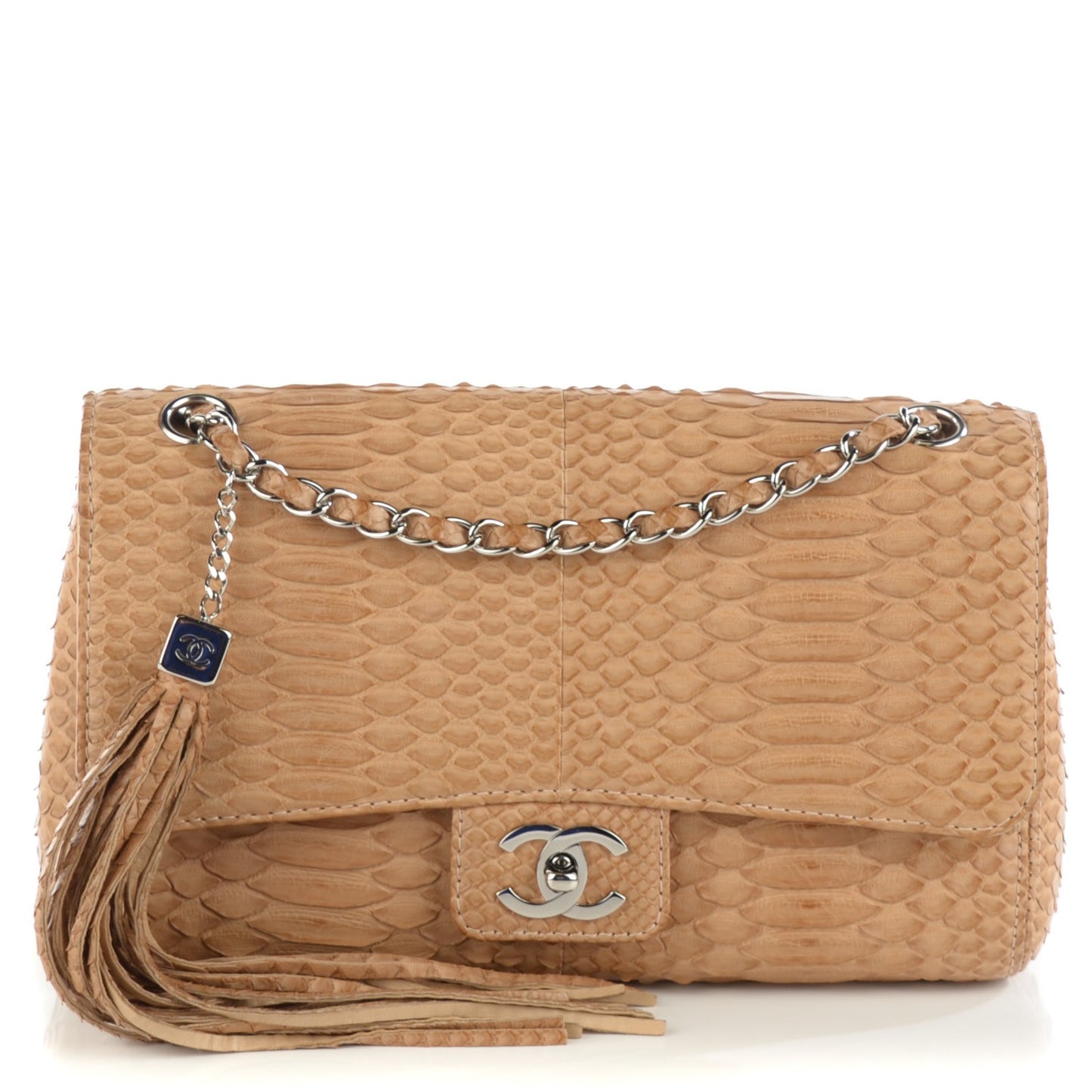 Python Medium Soho Tassel Flap Beige