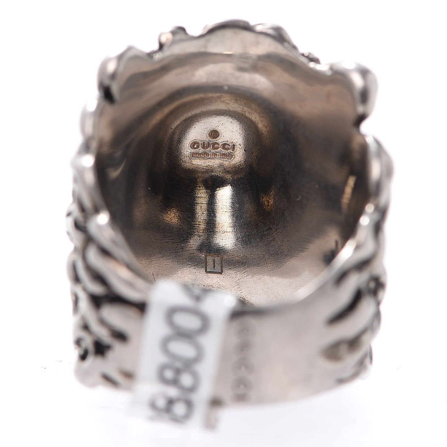 Enamel Brass Lion Head Crucifix Ring M Black