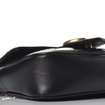 Gucci Calfskin Matelasse Super Mini GG Marmont Shoulder Bag Black 8 of 10