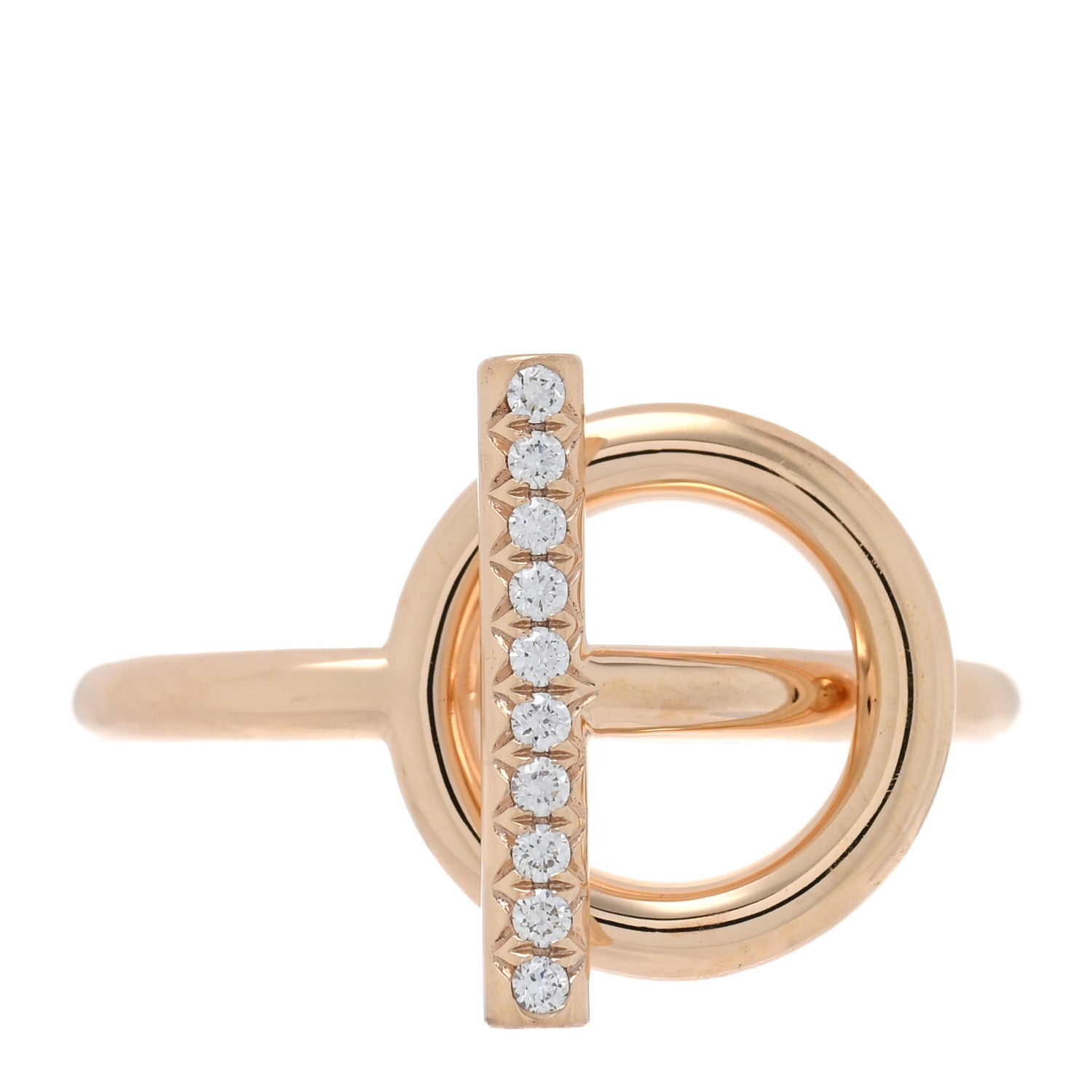 Hermes 18K Rose Gold Diamond PM Echappee Ring 52 6 1 of 5