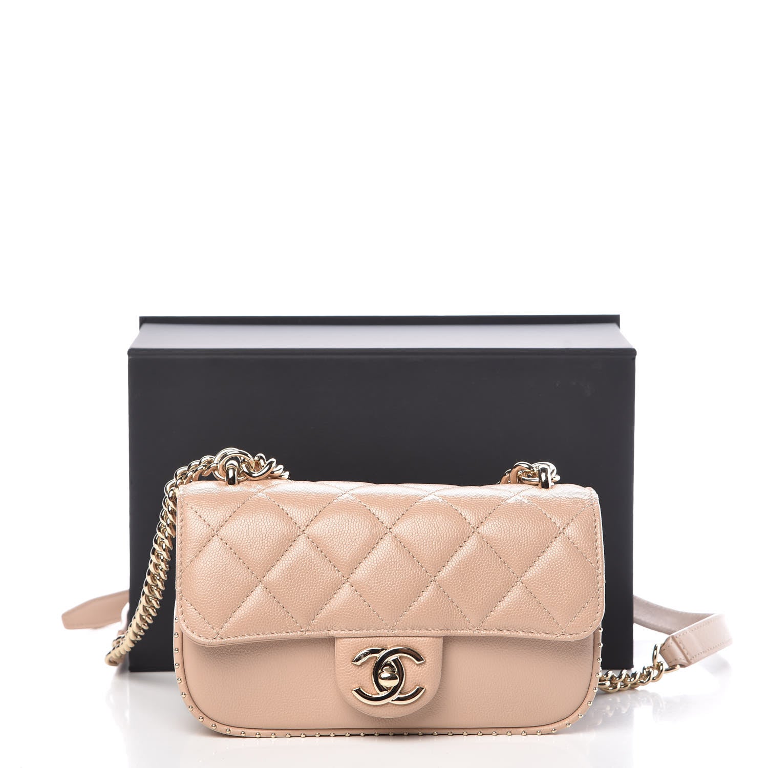 Chanel Caviar Quilted Mini Studded Flap Beige 11 of 11