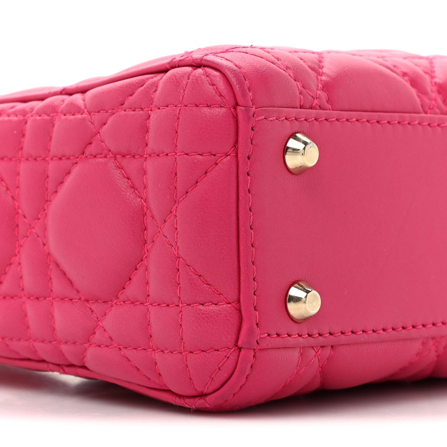 Christian Dior CHRISTIAN DIOR Lambskin Cannage Mini Lady Dior Fuchsia 9 of 17