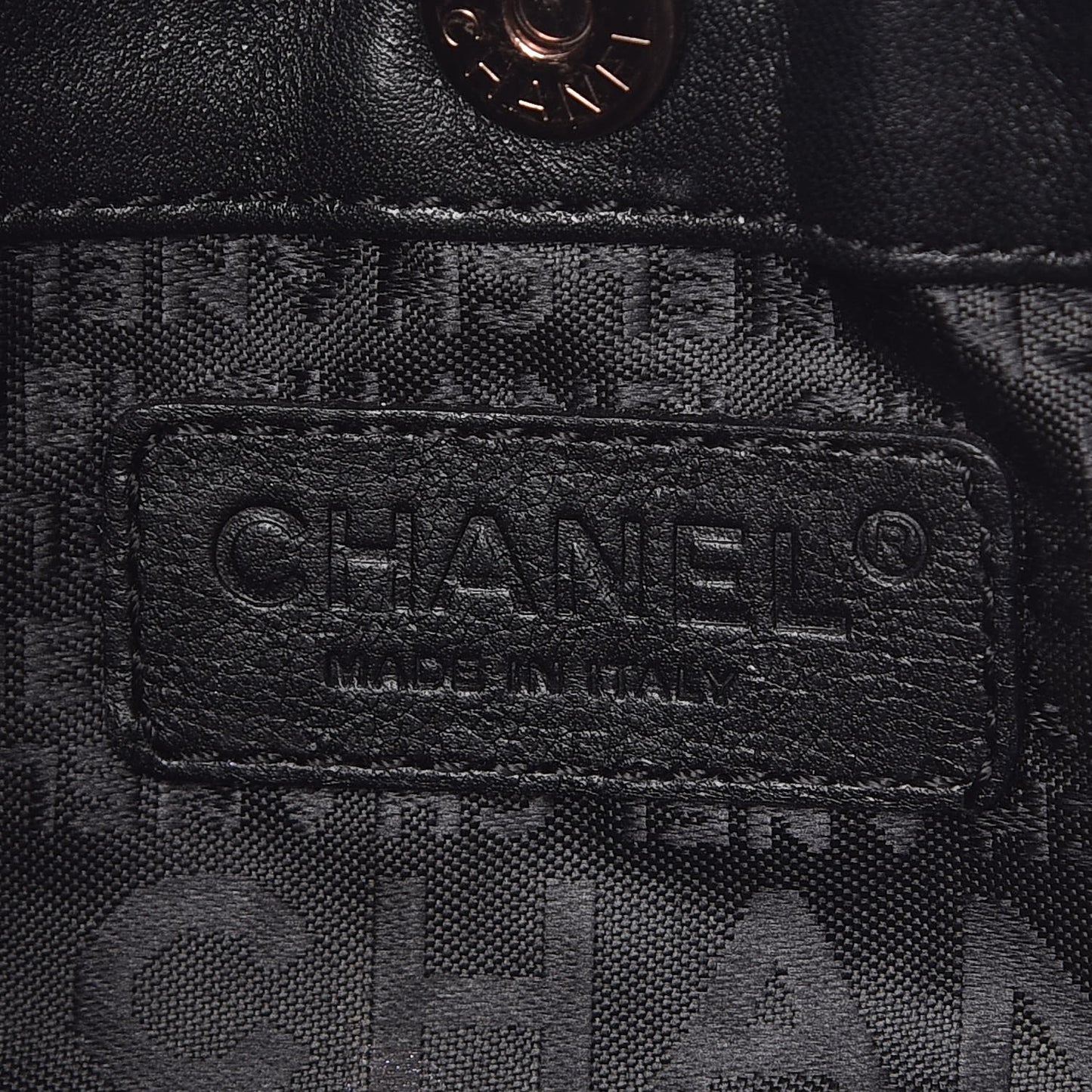 Patent Camellia Embossed Pochette Black
