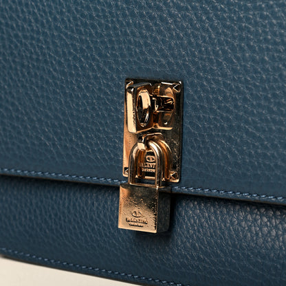 Valentino Garavani Pebbled Calfskin Joylock Flap Messenger Bag Blue 5 of 5