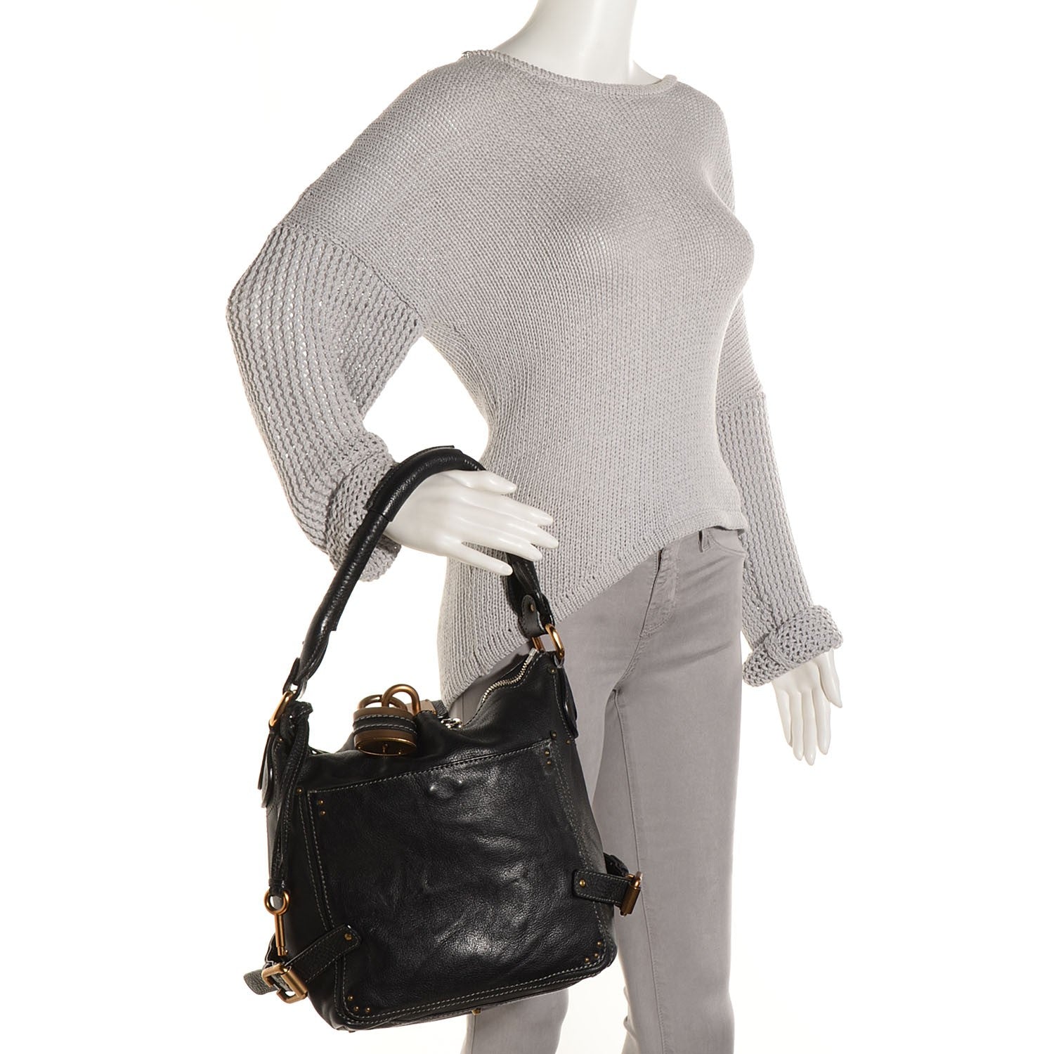 Chloe Leather Large Paddington Shoulder Bag Black 2 of 7