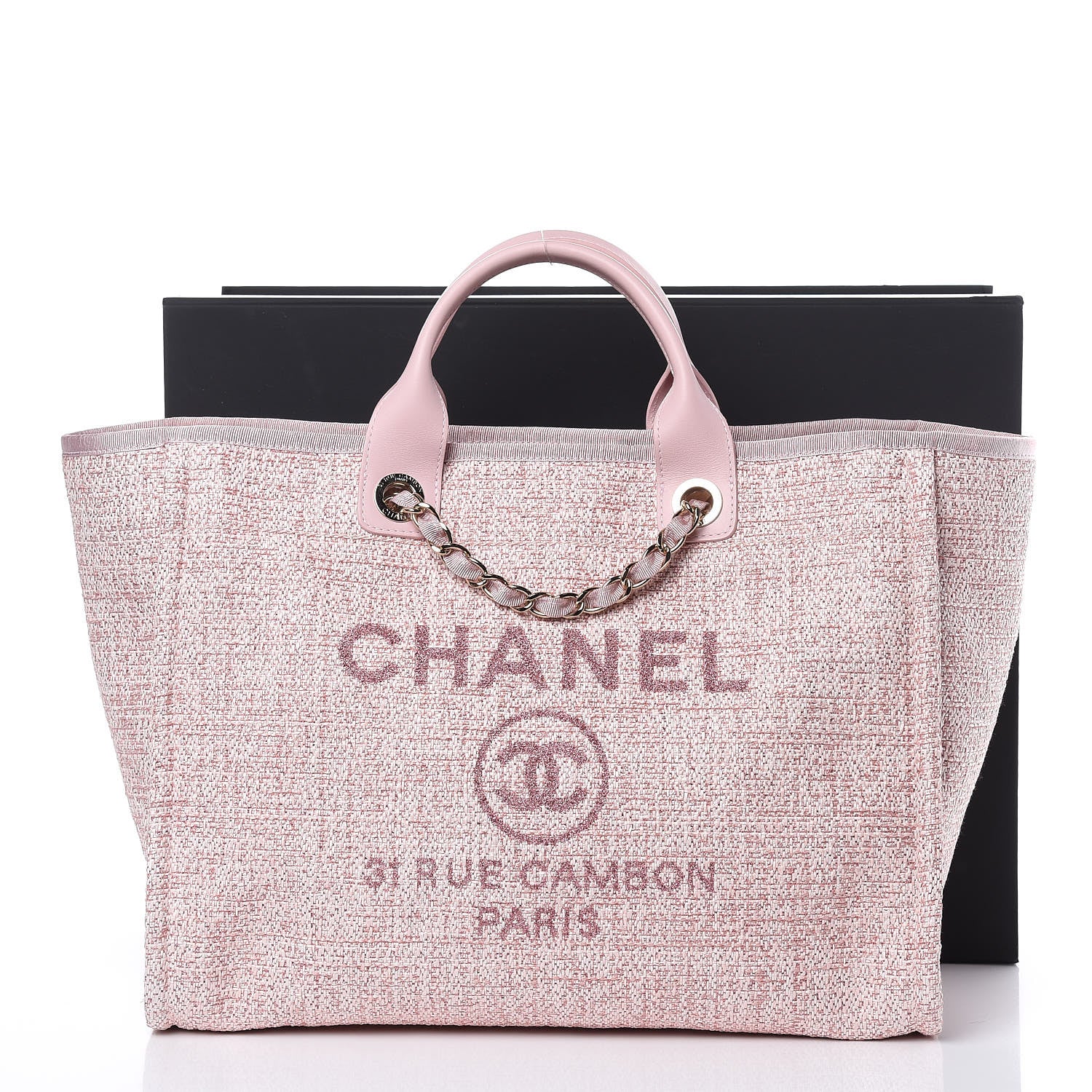 Chanel Straw Lurex Large Deauville Tote Pink 10 of 10