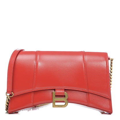 Balenciaga Shiny Box Calfskin Small Hourglass Evening Chain Bag Bright Red 1 of 8