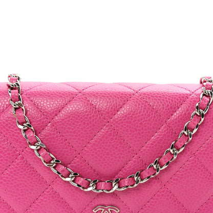 Chanel Caviar Quilted Wallet on Chain WOC Pink 9 of 11