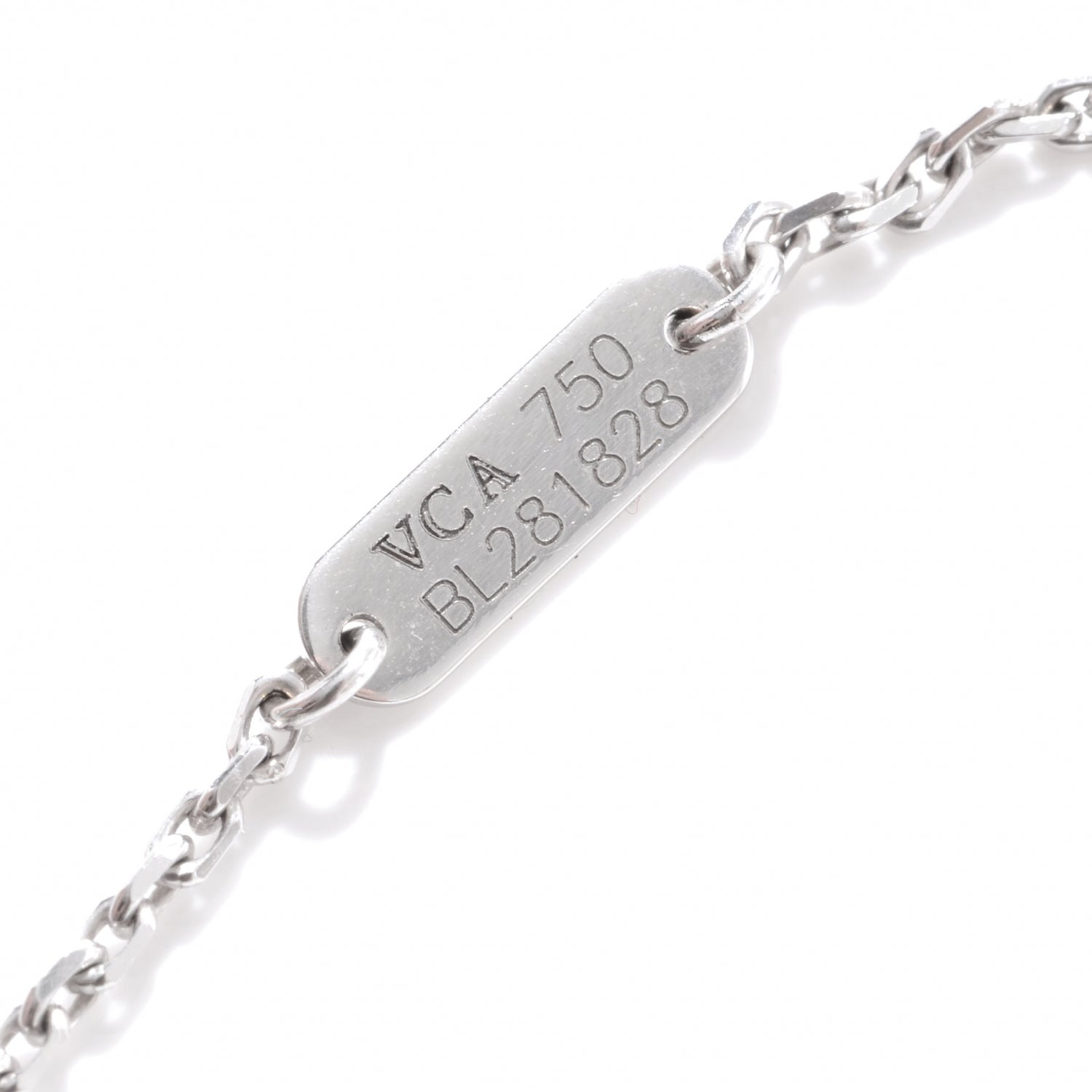 Van Cleef & Arpels 18K White Gold Mother of Pearl Diamond Single Motif Clover Alhambra Necklace 6 of 10