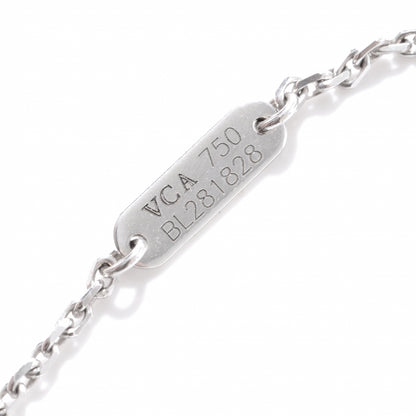 Van Cleef & Arpels 18K White Gold Mother of Pearl Diamond Single Motif Clover Alhambra Necklace 6 of 10